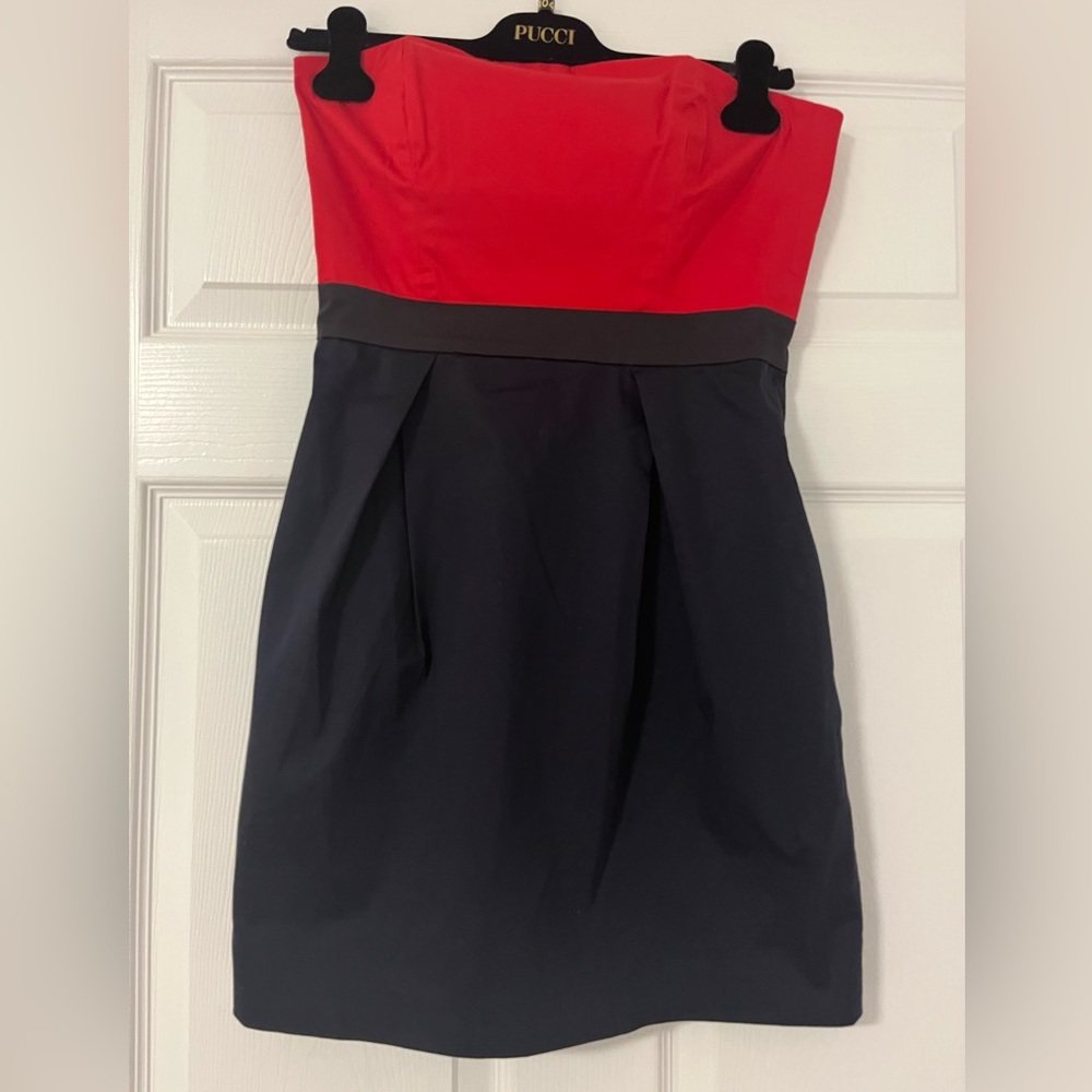 French connection dress red and navy color size 8